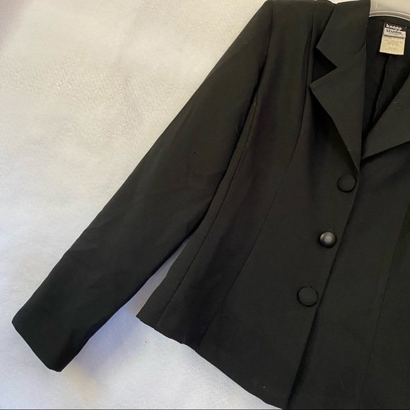 Knapp Studio Black Single Breasted 3-Button Blazer Business Professional Size 7 - Picture 3 of 12